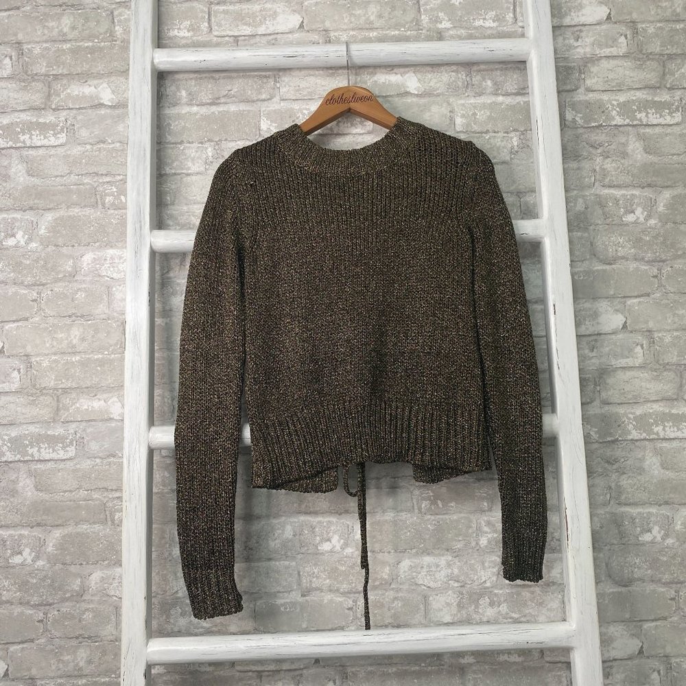 A.L.C. Marjorie Lace-Up Back Sweater Black Gold Size XS